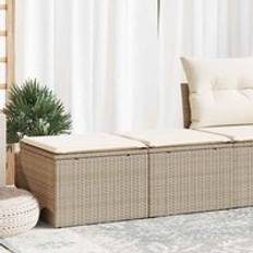 Beige Outdoor Lounge Sets Berkfield Home 2 Piece Garden Sofa with Cushions Beige Poly Rattan Acacia Outdoor Lounge Set