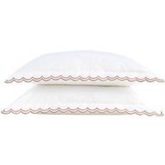 Textiles Christy Scallop Edge Cotton Sateen Oxford Pillowcases One Size - Pillow Case Red
