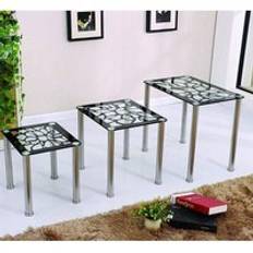 Modernique Tempered Glass Nest of 3 Tables Set Nesting Table