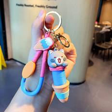 Wallets & Key Holders Dinamr Cute Cartoon Animal Keychain Stylish Pvc Bag Charm - Gray