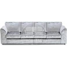 Silver Sofas Furnishings For Less UK Crystal Crushed Velvet Long 4 Seater Full Back Sofa