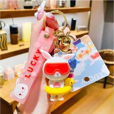 Wallets & Key Holders Veishet Summer Cute Bunny Keychain Watermelon Rabbit Charm Pvc Bag - Decoration
