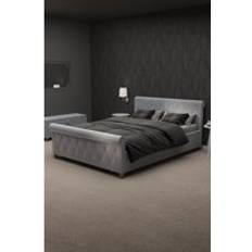 King size bed with mattress Home Discount Vittorio King Size Bed Frame Crushed Velvet Silver Light Grey Velvet