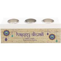 Candle Holders Personalised Memento Company Personalised Diwali Triple Tealight Box 20 x 7 x 6 cm Candle Holder
