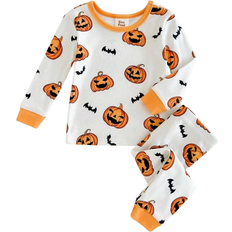Shein pcs Baby Boy Snug Fit Pajama Set Cartoon Pumpkin Skeleton Print Sweatshirt And Elastic Waist Pants