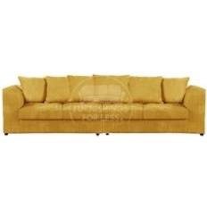 Furnishings For Less UK Luxor Long Fabric Jumbo Cord 4 Seater Scatter Back Mustard One Size Sofa