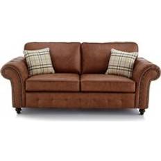 Furnishings For Less UK Oakland 3 Seater Large Chesterfield Style Leatherair Charcoal Grey or Tan Sofa