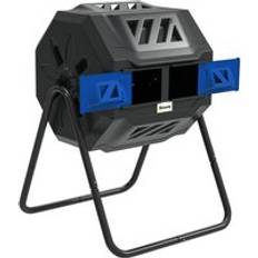 Compost OutSunny 160L Tumbling Compost Bin Outdoor Dual Chamber 360° Rotating Blue