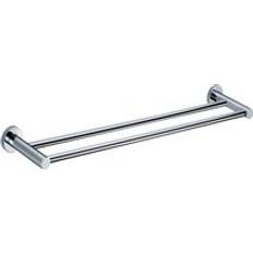 Nes Home Wall Mounted Round Double Towel Bar Chrome Metallic Silver One Size