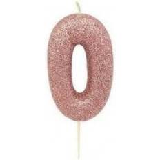 Rose Gold Party Decorations Anniversary House Number 0 Metallic Glitter Birthday Candle Rose Gold One Size