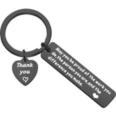 Wallets & Key Holders RYWOLT Stainless Sophisticated Steel Keychain Heart Design - Black