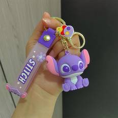 Wallets & Key Holders RYWOLT Stitch Delightful Keychain Cute Silicone Charm - Sit Purple