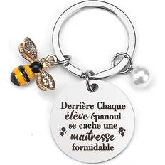 Wallets & Key Holders SLOERT Adorable And Practical Stainless Steel Bee Keychain - Teacher