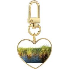 Wallets & Key Holders DIYthinker Field Art Deco Fashion Gold Heart Keychain Metal Keyring Holder
