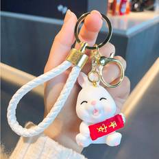 Wallets & Key Holders RYWOLT Bunny Lovely Resin Keychain Cute Car Bag - White