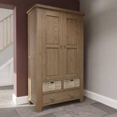 Home Source Large Larder Unit Tall Kitchen Cupboard Pantry Utility Brown One Size Storage Cabinet