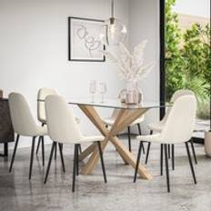 More4Homes Etta Glass Table And Chairs Of 6 Dining Set