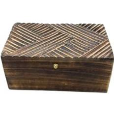 Brown Storage Boxes Multi Purpose 22x12x10cm Antique Lines Storage Box