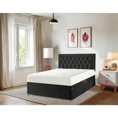 Bed Packages on sale Bedsland Premium Black Linen Divan Bed Set 2 Storage Drawers 10 in Mattress