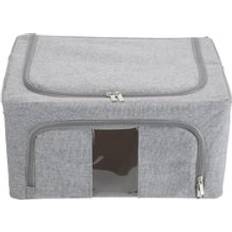 H&O Direct 100L Metal Frame Fabric with Windows - Grey - One Size Storage Box