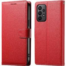 Mobile Phone Accessories GANGXUN Red Case for Samsung Galaxy M23 5G Magnetic Closure Card Slots