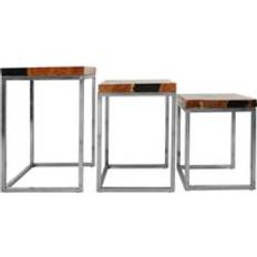 Silver Nesting Tables Premier Set of 3 Natural Teak Wood Tables Nesting Table 2pcs