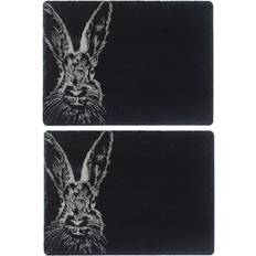 Grey Place Mats Set Of 2 Hare Slate Placemats 2 Pack Place Mat Black, Grey