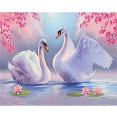 Diamond Paintings on sale Fiyo Grey DIY 5D Diamond Painting Swan Animal Mosaic Full Round Diamond Embroidery Landscape Lake Rhinestone 30 x 40 cm