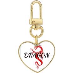 Wallets & Key Holders DIYthinker Animal Mythology Winged Dragon East West Gold Heart Keychain - Metal
