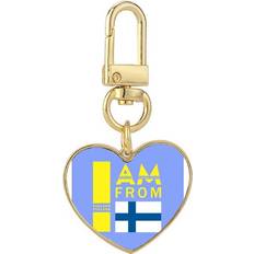 Wallets & Key Holders DIYthinker Finland Art Deco Fashion Gold Heart Keychain Metal Keyring Holder