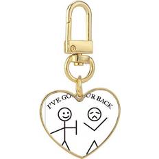 Wallets & Key Holders DIYthinker Back Line Body Art Deco Fashion Gold Heart Keychain Metal Keyring Holder