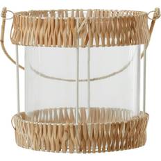 Glass Lanterns Premier Housewares Natural Rattan Large White Metal And Clear Lantern