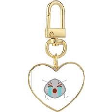 Wallets & Key Holders DIYthinker Crying Sad Lost Head Expression Gold Heart Keychain - Metal