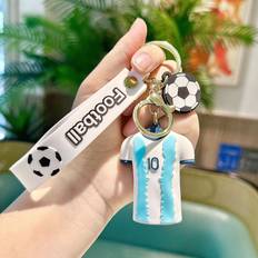 Wallets & Key Holders RYWOLT Silicone Cartoon Colorful Soccer Jersey Keychain - White