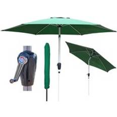 GlamHaus Green Garden Table Tilting Parasol Crank Waterproof Umbrella 2.7M One Size