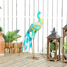 Garden Ornaments OutSunny Peacock Garden Statue Multi-Colour One Size