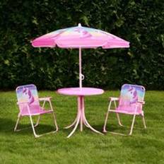 OHS Table Chair Seat Garden Patio Outdoor Parasol Play Folding One Size - Pink Bistro Set, Table incl. 2 Chairs