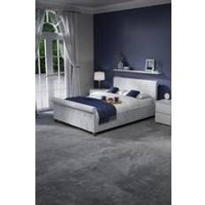 Home Discount Vittorio Double Bed Frame Crushed Velvet Silver Light Grey Velvet