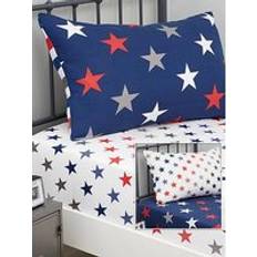Textiles Catherine Lansfield Stripes And Stars Fitted Sheets Twin Pack - White/Blue Bed Sheet