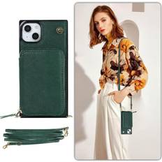 GANGXUN Green Case for iPhone 15 Plus Leather Pocket Wallet