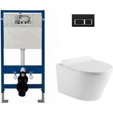 Complete Set Round WC Wall Hung Toilet Rimless DPT Pan Seat 1.12m Concealed Cistern Frame