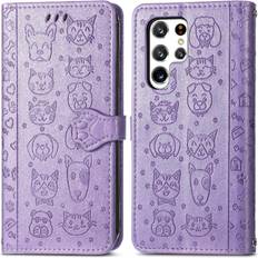 GANGXUN Samsung Galaxy S22 Ultra Leather Case Short Strap