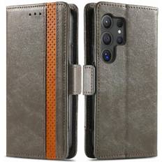 Samsung Galaxy S25 Ultra Wallet Cases GANGXUN Gray Case for Samsung Galaxy S25 Ultra Business Multi-card Slot Wallet Splicing