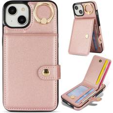 Iphone 15 plus pink GANGXUN Pink Case for iPhone 15 Plus Wallet RFID Card Slot