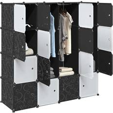 Black Shelving Systems vidaXL Storage Cube Organiser with 16 Cubes and Hanging Rods Shelving System