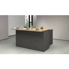 XXXlutz Dcarnelo Kitchen Island Anthracite and Oak Table