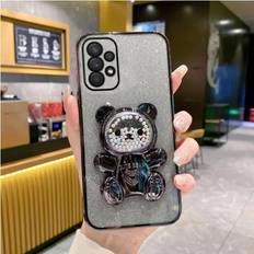 Cute Bear Holder Bracket Glitter Plating Phone Case On For Oppo A78 5G