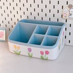 Blue Desktop Organizers Aihontai Cute Kawaii Pen Holder Organizer 6 Grids Blue