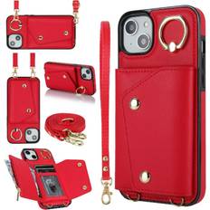 Mobile Phone Accessories GANGXUN Case for iPhone 13 Long Strap Wristband Shockproof Wallet Card Slot