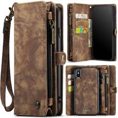 Mobile Phone Accessories GANGXUN Brown Case for iPhone X/XS Wallet Cover Trifold